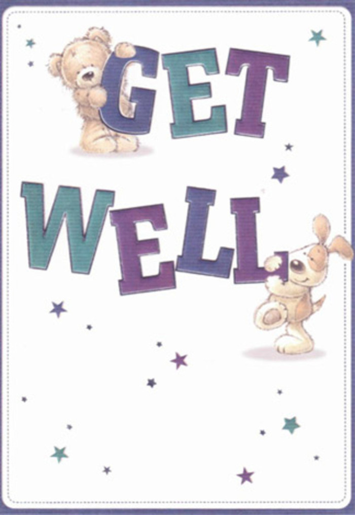 This delightfully illustrated get well card bursts with gentle encouragement and charm, mirroring the nurturing spirit of Earlsfield's neighbourhood florists. At its heart, a friendly bear and an exuberant puppy hold pride of place, rendered with textured brushstrokes that suggest the softness of a plush bear's fur and the velvety warmth of a beloved pup's ears. Dancing across the composition, scattered indigo and aqua stars shimmer with a sense of hope, evoking the playful flicker of light reflecting off the River Wandle on a sunny day. The typography is bold and confident, shaded in rich purples and cooling teals, anchoring the card's message in friendly assurance and optimism. The atmosphere is light and airy, mimicking the freshness of a bouquet gathered from local blooms around Earlsfield, designed to brighten the spirits of friends and family recovering nearby. Each element of the scene has been arranged with the care you'd expect at Flower Delivery Earlsfield: from the thoughtful spacing of swirling stars to the gentle expressions that radiate kindness and support. The interplay of soft visual textures-the fluffy bear, the puppy's velvet ears-offers a sense of tactile comfort, even at a distance. Perfect for pairing with a hand-delivered arrangement, this card embodies the heartfelt positivity that Earlsfield is known for, lifting spirits with every detail.